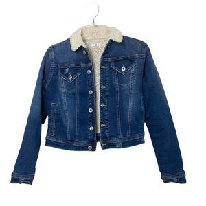 AG Adriano Goldschmied Kids Large Sherpa Lined Blue Denim Trucker Jacket